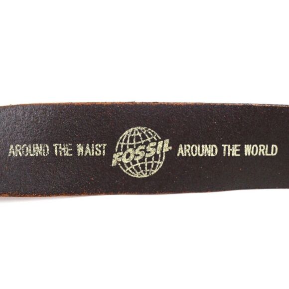 VTG Fossil BROWN GENUINE LEATHER 1.5"Wd DRESS CASUAL MEN'S BELT Sz 38/95 (B88 - Picture 7 of 13